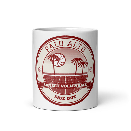 Palo Alto Sunset Volleyball Mug in white, front