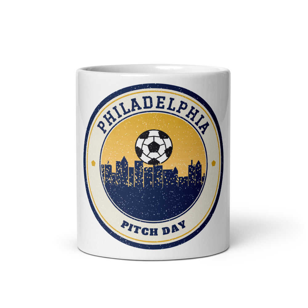Philadelphia Pitch Day Mug in white, front