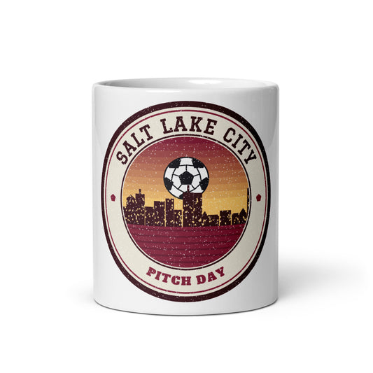 Salt Lake City Pitch Day Mug in white, front