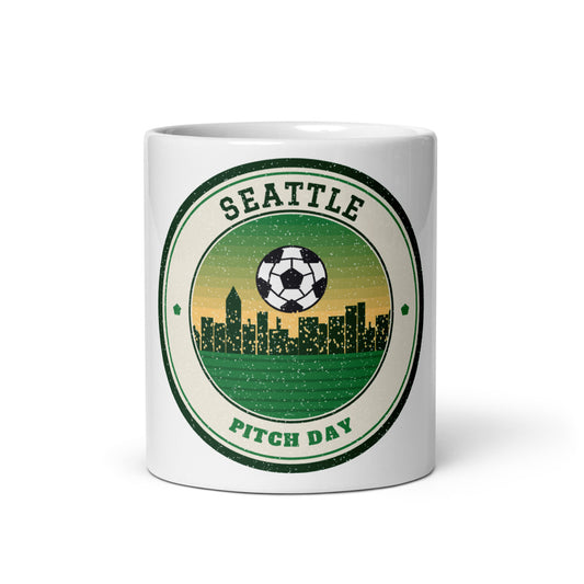 Seattle Pitch Day Mug in white, front
