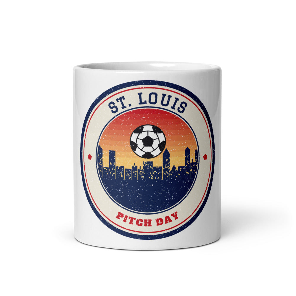 St. Louis Pitch Day Mug in white, front