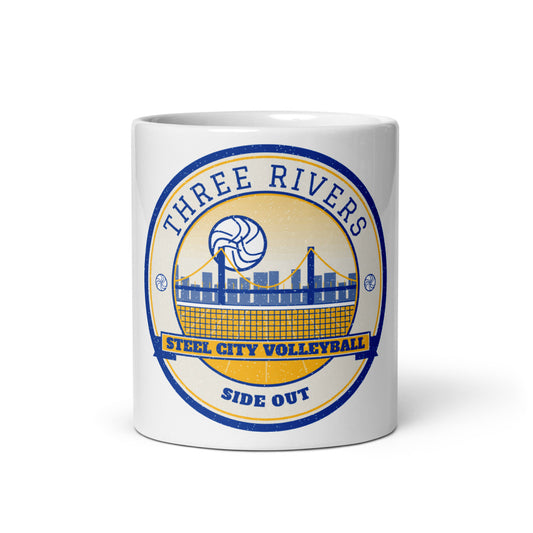 Three Rivers Steel City Volleyball Mug in white, front