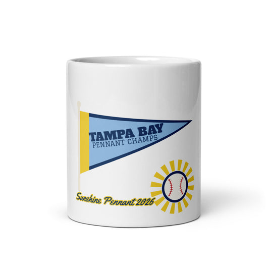 Tampa Bay Sunshine Pennant 2026 Mug, white ceramic mug with the design printed, front view