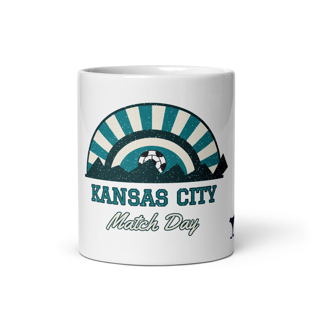 Kansas City Match Day Mug, white ceramic mug with the design printed, front view