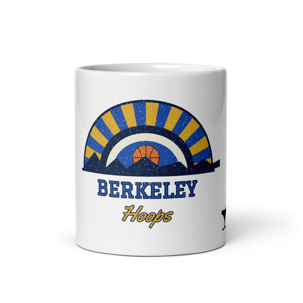 Berkeley Hoops Mug, white ceramic mug with the design printed, front view