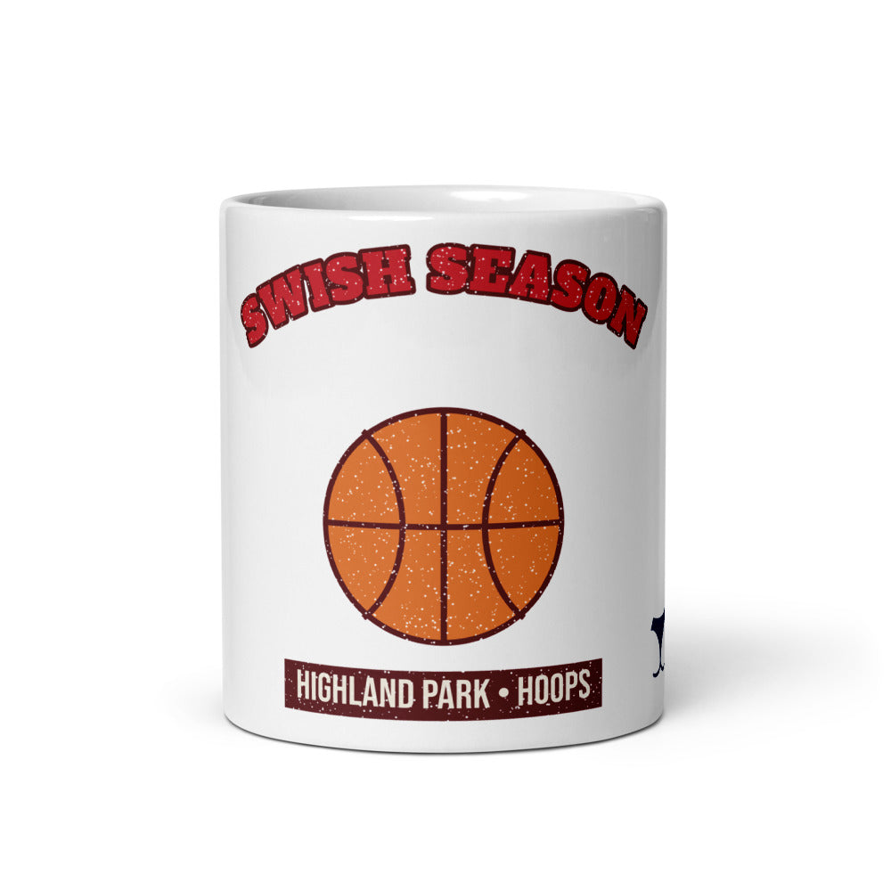 Highland Park Swish Season Mug, white ceramic mug with the design printed, front view