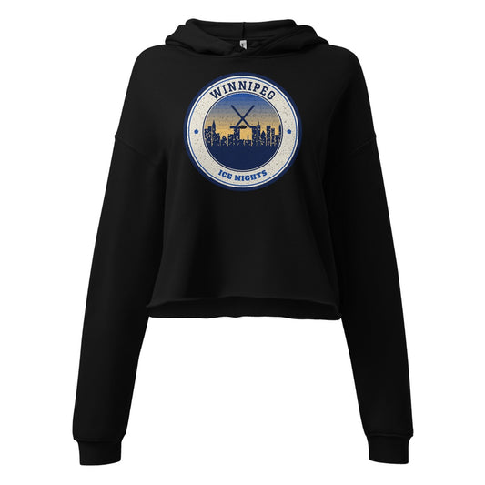 Women's Winnipeg Ice Nights Cropped Hoodie in Black, front view