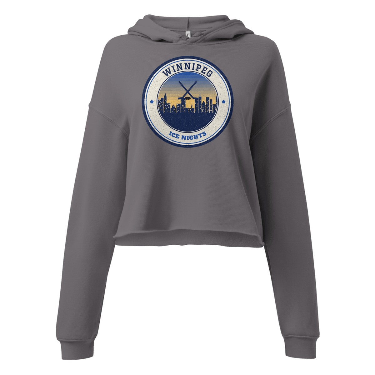 Women's Winnipeg Ice Nights Cropped Hoodie in Storm, front view