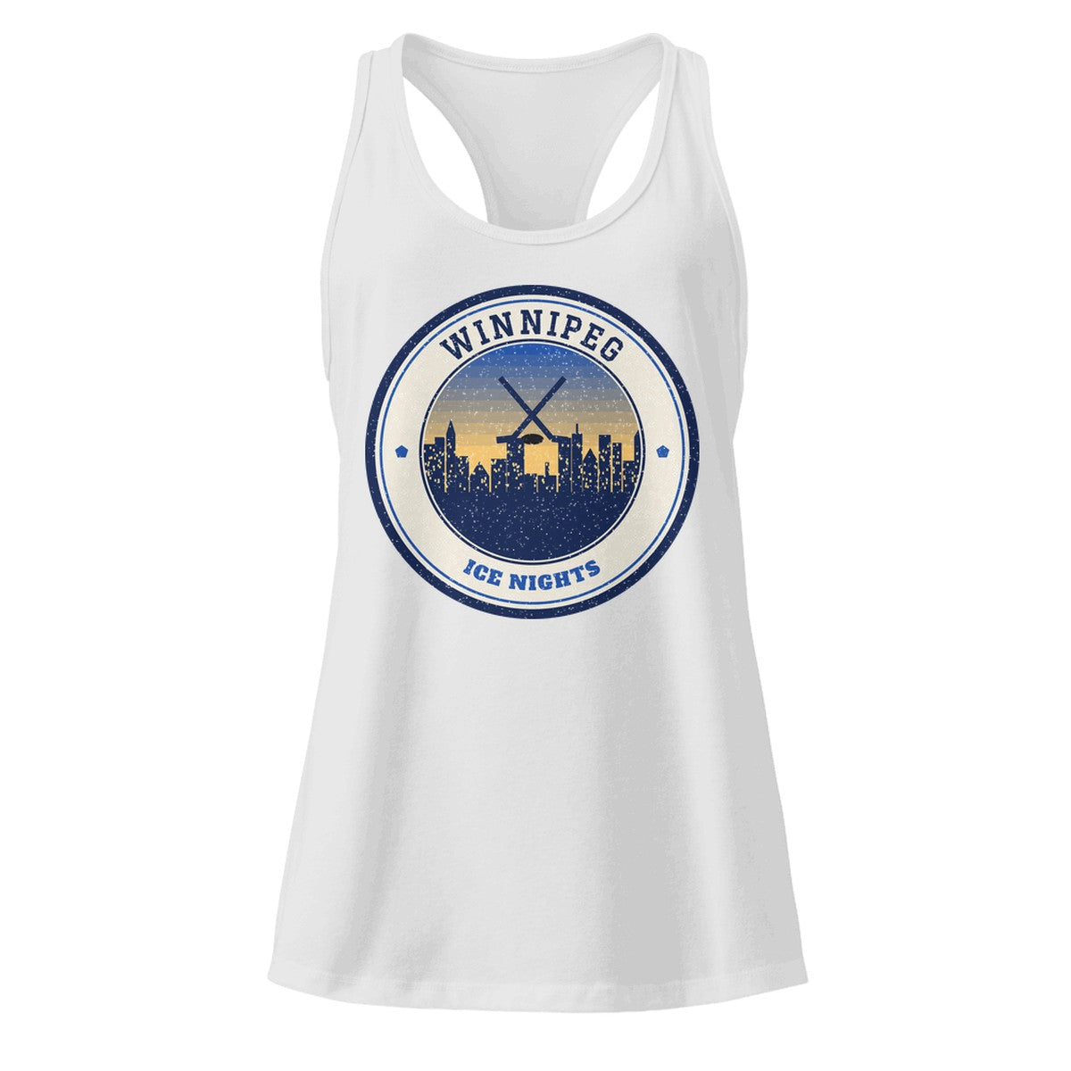 Women's Winnipeg Ice Nights Racerback Tank in Heather Gray, front view