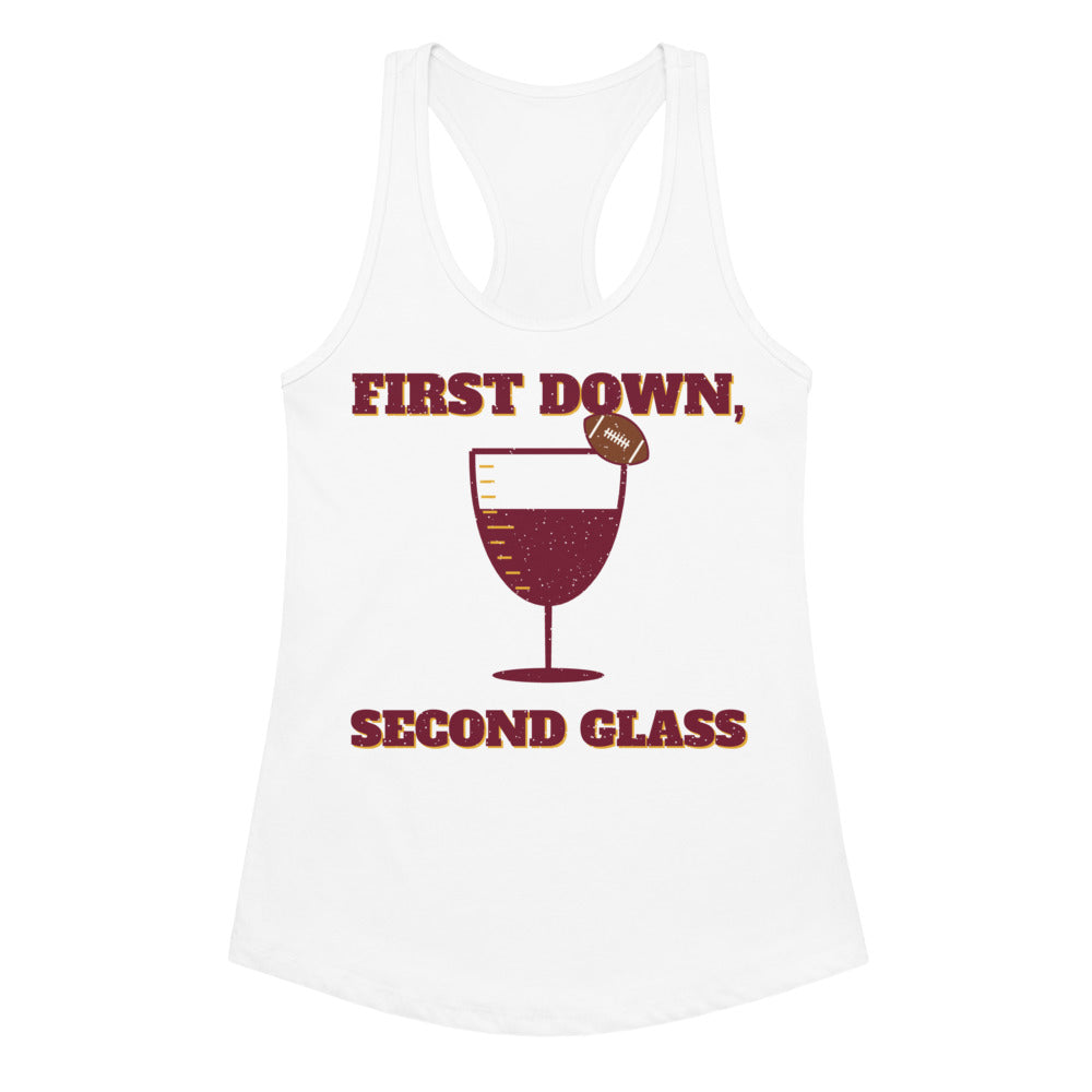 Women's First Down, Second Glass Racerback Tank in white, front view