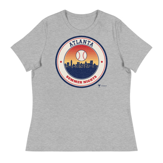 Women's Atlanta Summer Nights Ballpark Tee in athletic heather, front