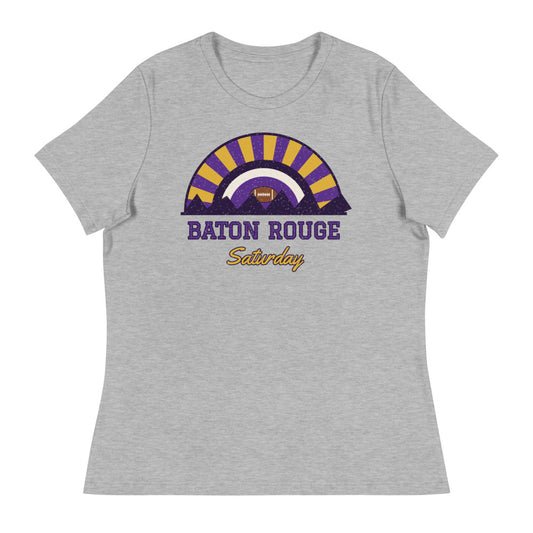 Women's Baton Rouge Saturday Tee in athletic heather, front