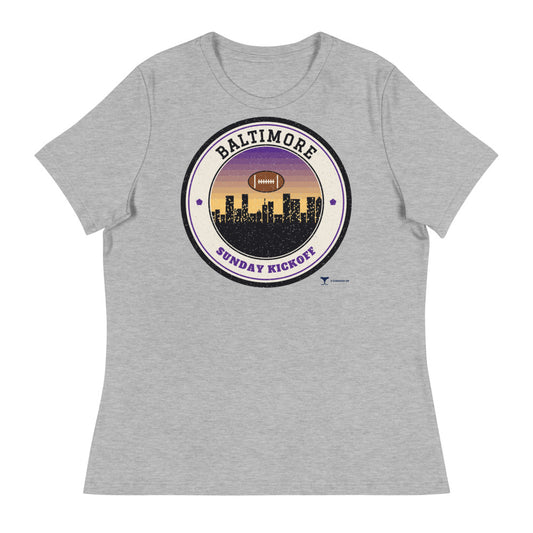 Women's Baltimore Sunday Kickoff Tee in athletic heather, front