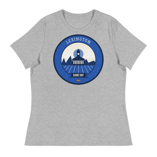Women's Bluegrass Blue & White Game Day Tee in athletic heather, front