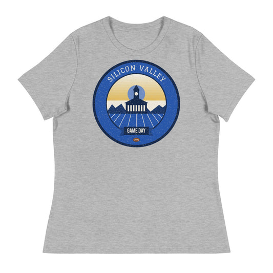 Women's Blue & Gold Silicon Valley Game Day Tee in athletic heather, front