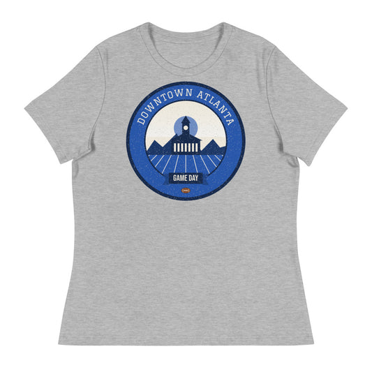 Women's Blue & White Downtown Game Day Tee in athletic heather, front
