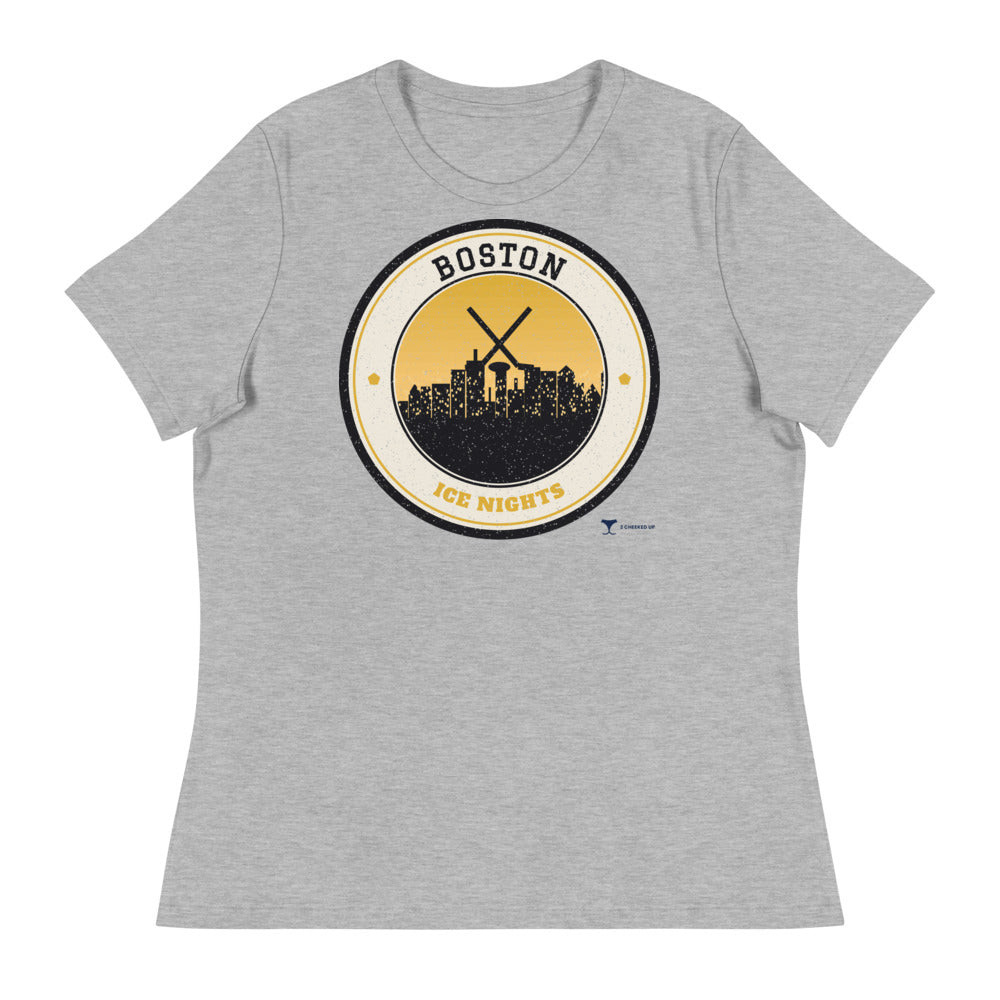 Women's Boston Ice Nights Tee in athletic heather, front
