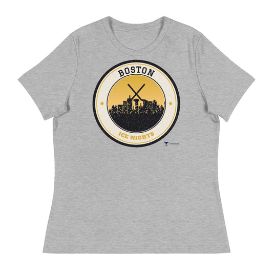 Women's Boston Ice Nights Tee in athletic heather, front