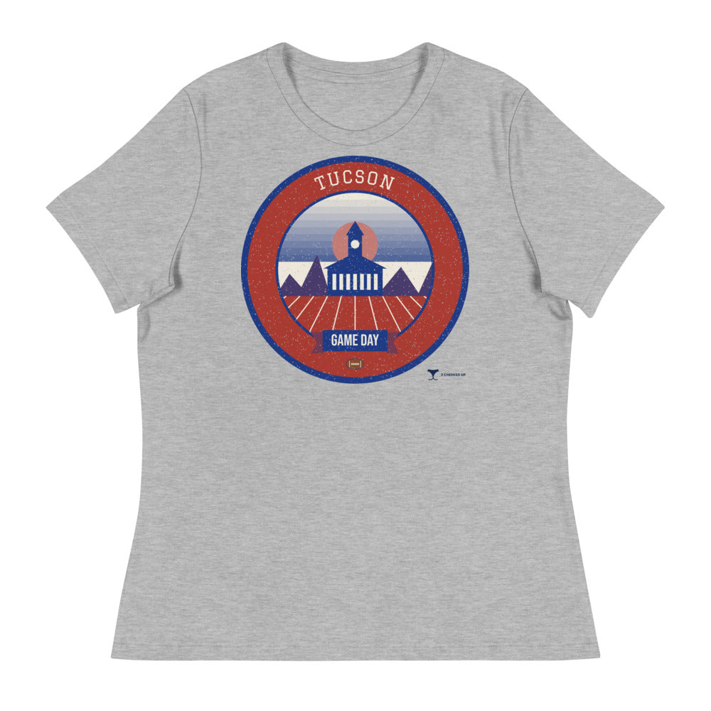 Women's Brick Red Saguaro Game Day Tee in athletic heather, front