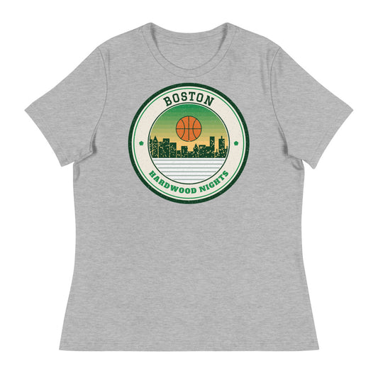 Women's Boston Hardwood Nights Tee in athletic heather, front