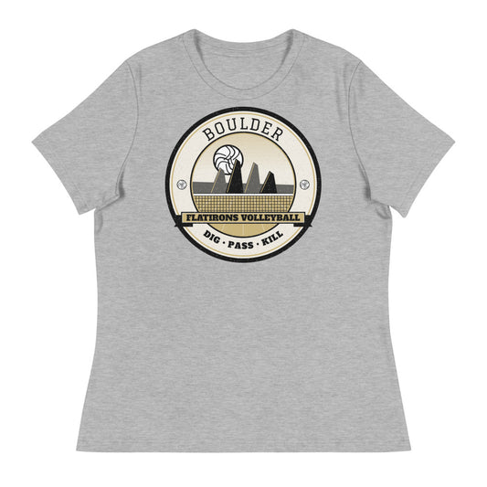 Boulder Flatirons Volleyball Women's Tee in athletic heather, front