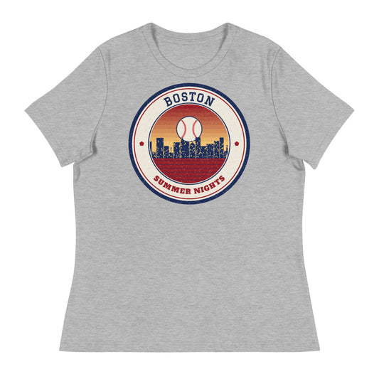 Women's Boston Summer Nights Ballpark Tee in athletic heather, front