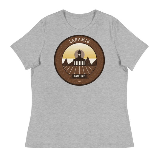 Women's Brown & Gold High Plains Game Day Tee in athletic heather, front