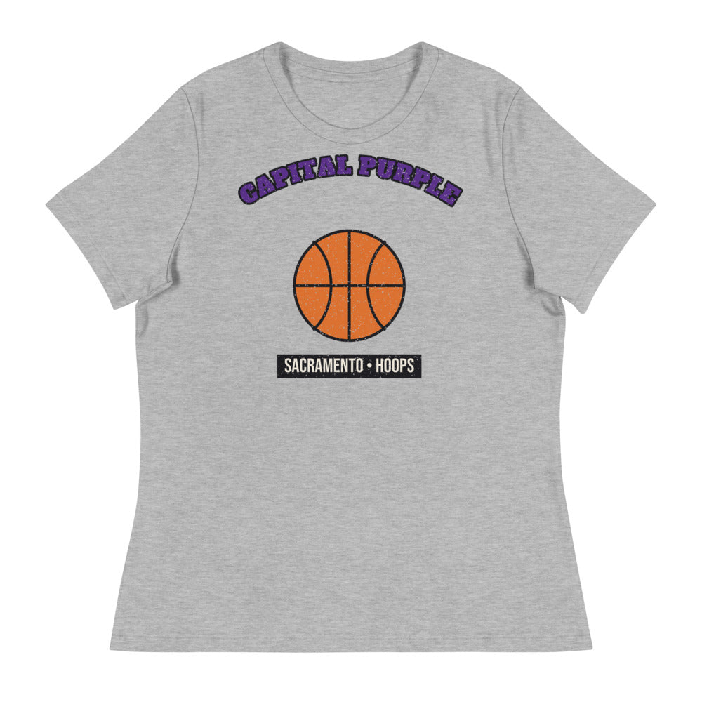 Women's Capital Purple Hoops Tee in athletic heather, front