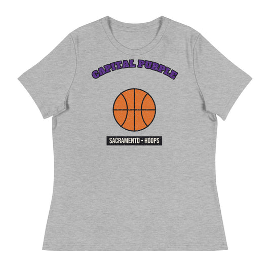 Women's Capital Purple Hoops Tee in athletic heather, front