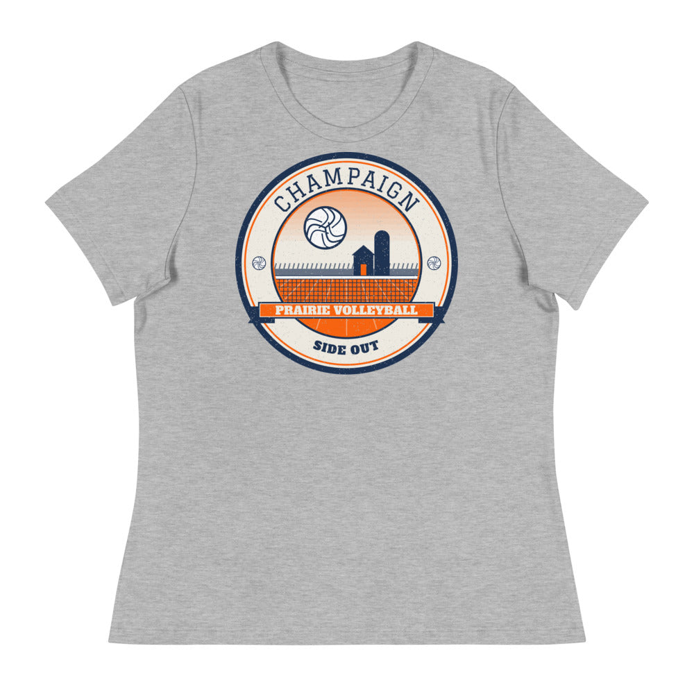 Champaign Prairie Volleyball Women's Tee in athletic heather, front