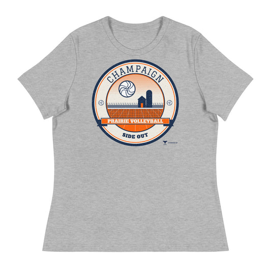 Champaign Prairie Volleyball Women's Tee in athletic heather, front