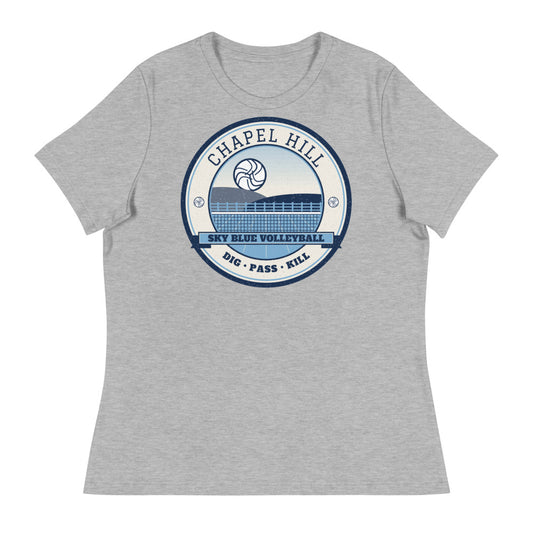 Chapel Hill Sky Blue Volleyball Women's Tee in athletic heather, front