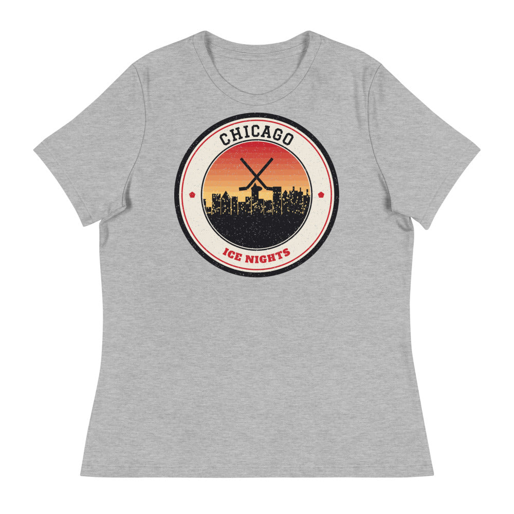 Women's Chicago Ice Nights Tee in athletic heather, front