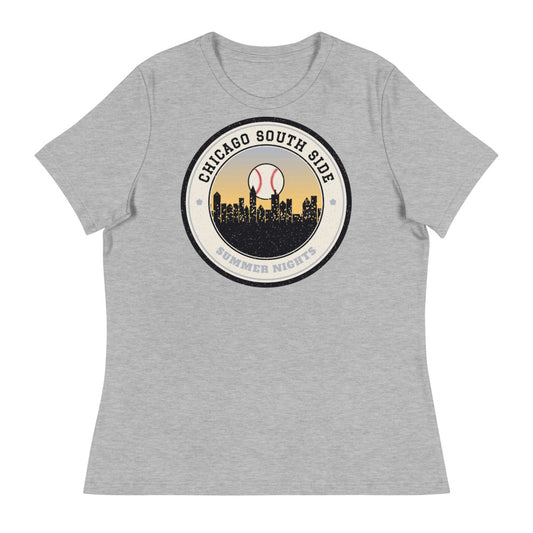 Women's Chicago South Side Summer Nights Ballpark Tee in athletic heather, front