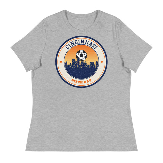 Women's Cincinnati Pitch Day Tee in athletic heather, front