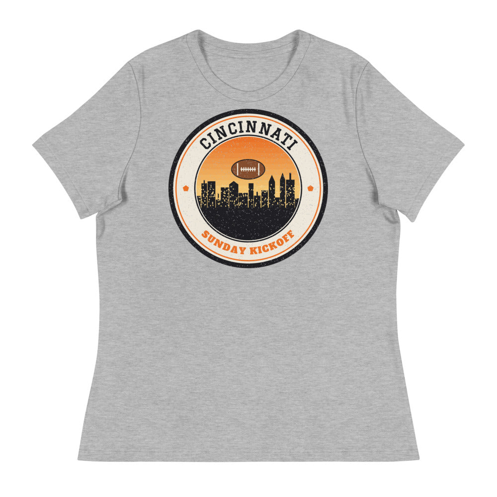 Women's Cincinnati Sunday Kickoff Tee in athletic heather, front