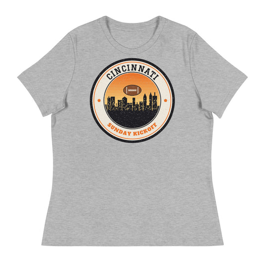 Women's Cincinnati Sunday Kickoff Tee in athletic heather, front