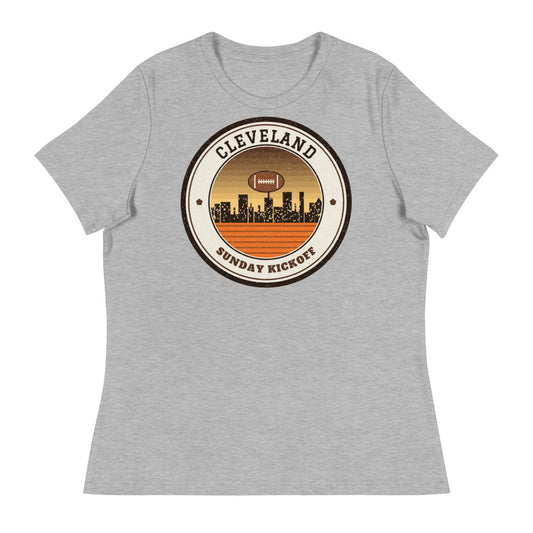 Women's Cleveland Sunday Kickoff Tee in athletic heather, front