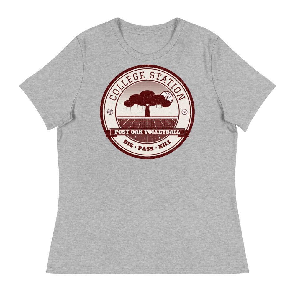 College Station Post Oak Volleyball Women's Tee in athletic heather, front