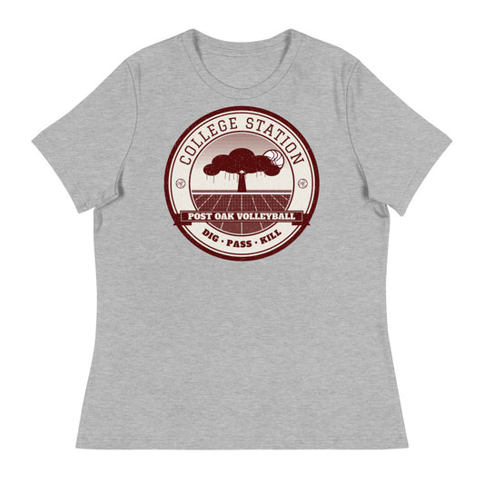 College Station Post Oak Volleyball Women's Tee in athletic heather, front