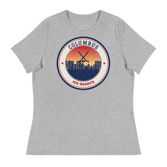 Women's Columbus Ice Nights Tee in athletic heather, front