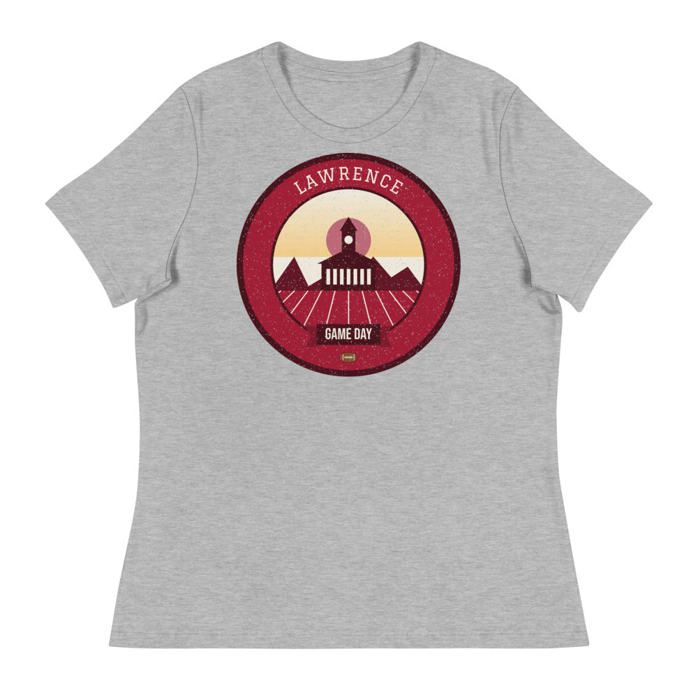Women's Crimson & Blue Hilltop Game Day Tee in athletic heather, front