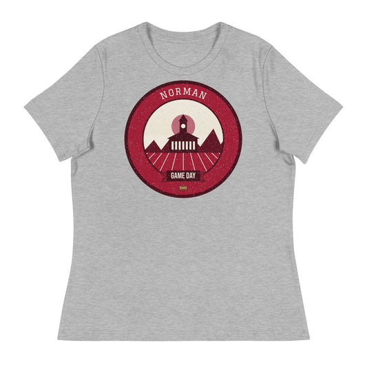 Women's Crimson & Cream Red Dirt Game Day Tee in athletic heather, front