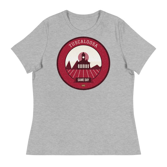 Women's Crimson & White Riverbluff Game Day Tee in athletic heather, front
