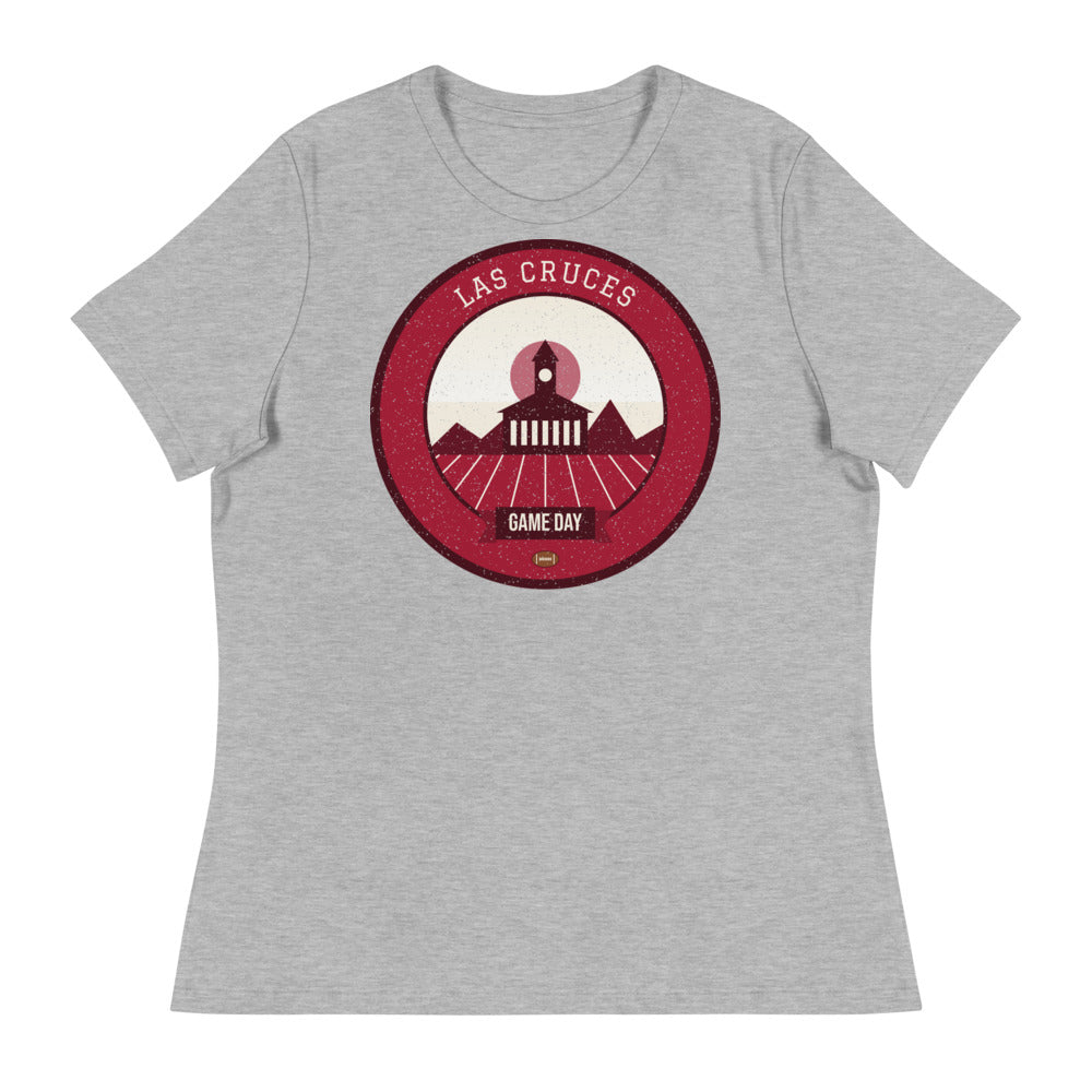 Women's Crimson Organ Mountains Game Day Tee in athletic heather, front