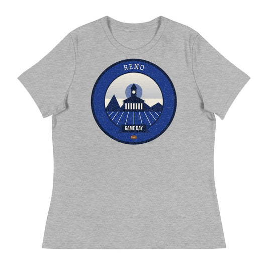 Women's Deep Blue & Silver River Game Day Tee in athletic heather, front
