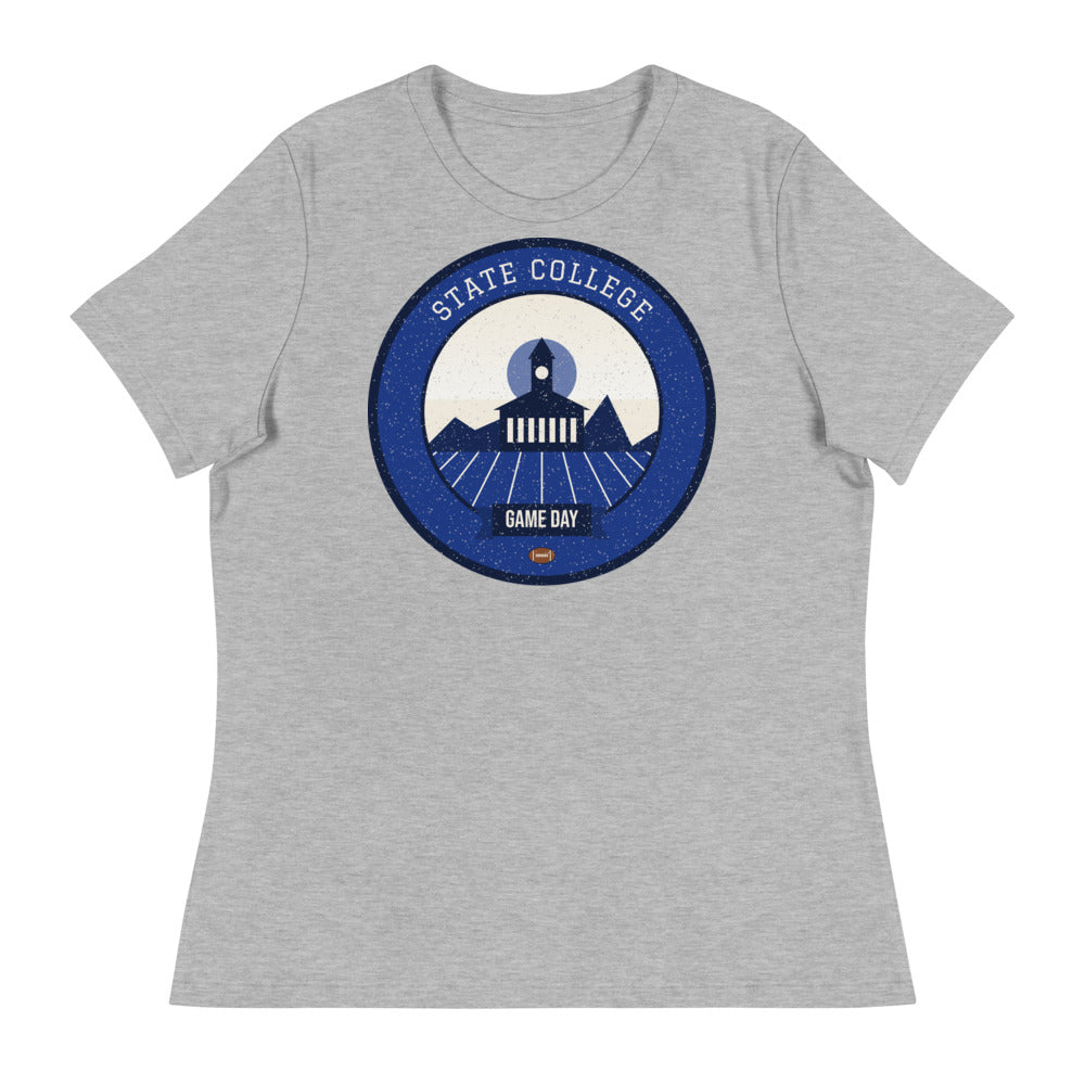 Women's Deep Blue & White Ridge Game Day Tee in athletic heather, front