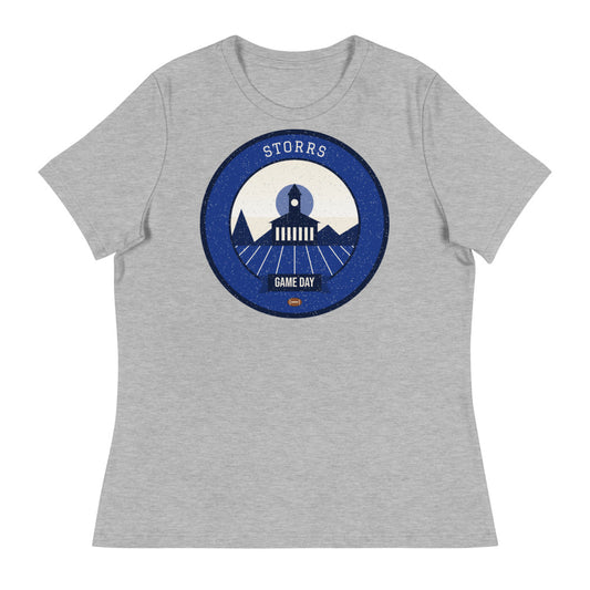 Women's Deep Blue Stone Wall Game Day Tee in athletic heather, front