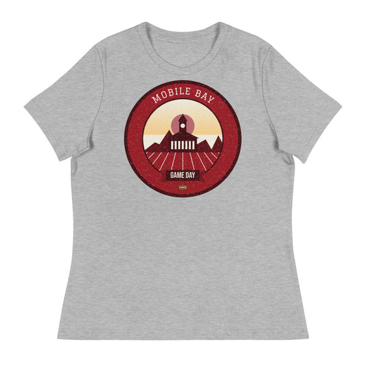 Women's Deep Red Bay Azalea Game Day Tee in athletic heather, front