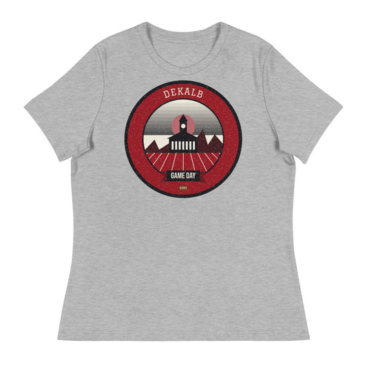 Women's Deep Red Crossroads Game Day Tee in athletic heather, front